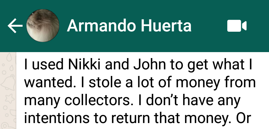 Armando Huerta Stole Money From Collectors