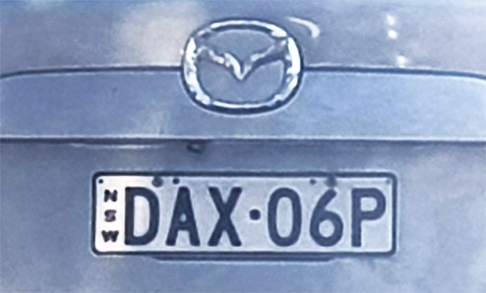 Dax Mazda Number Plate